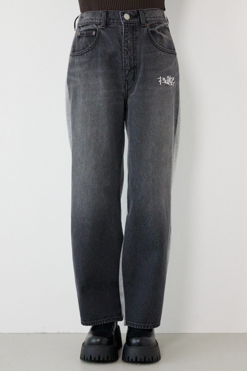 RODEO CROWNS「BIG sign logo コンビパンツ」|デニム|