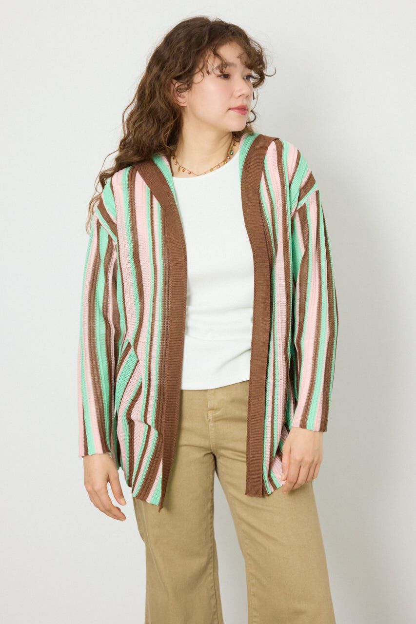 RODEO CROWNS「マルチカラーフードトッパー」|カーディガン|柄BRN5