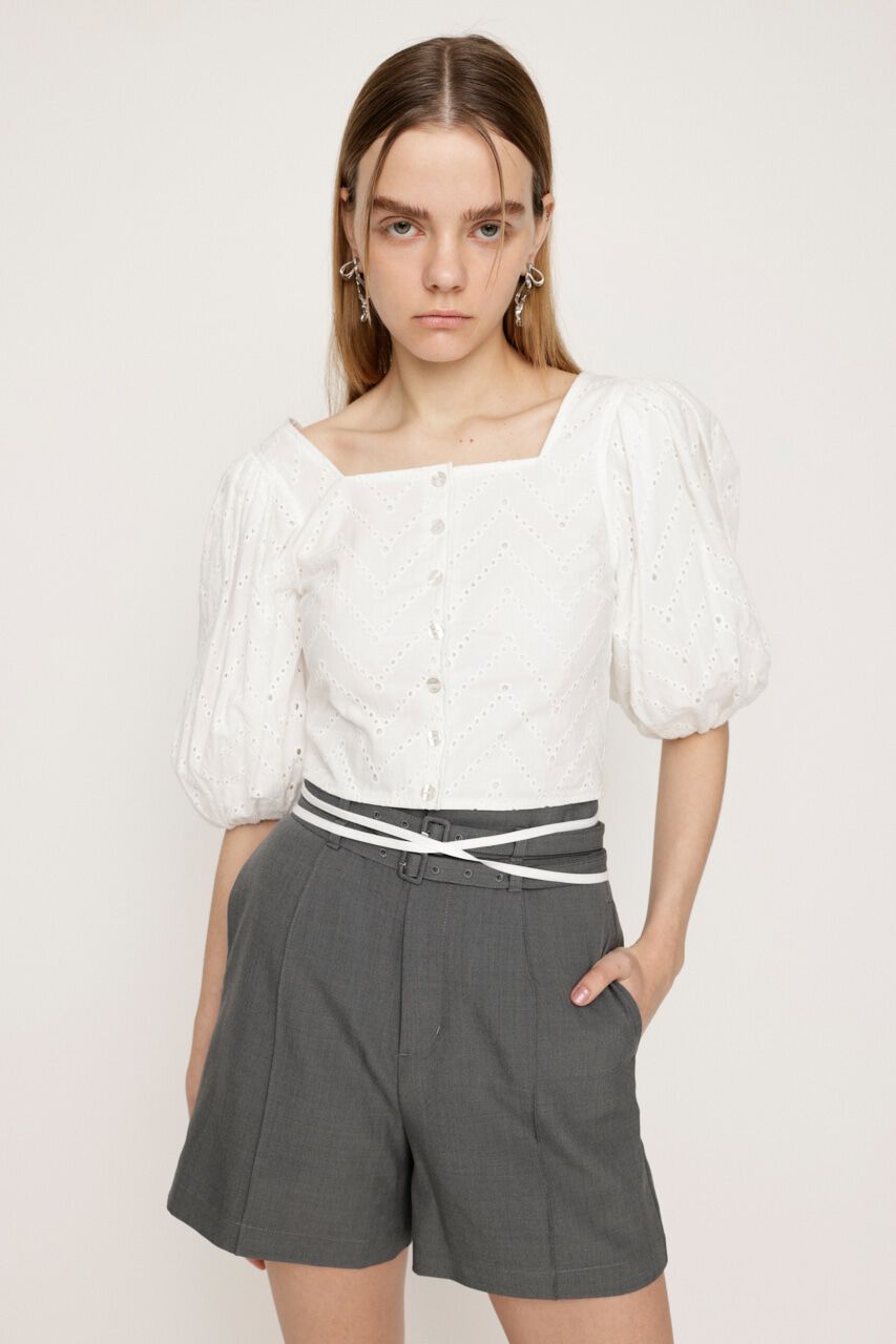 SLY「FRONT BUTTON LACE PUFF トップス」|シャツ・ブラウス|