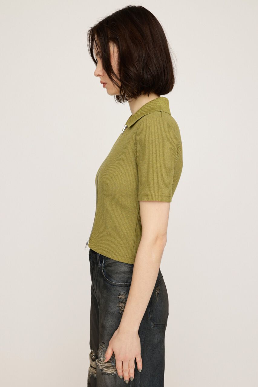 SLY「FRONT ZIP CUT RIB トップス」|Tシャツ・カットソー|