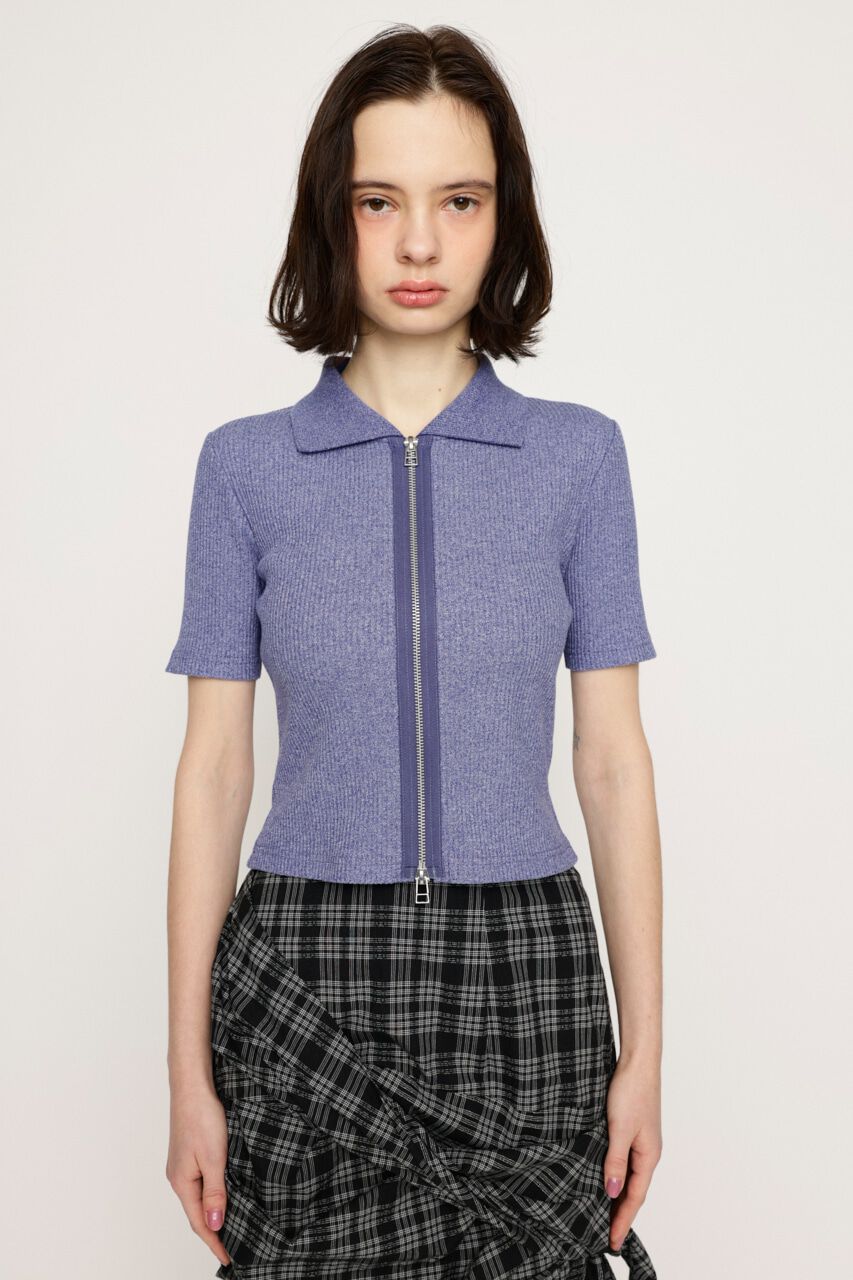 SLY「FRONT ZIP CUT RIB トップス」|Tシャツ・カットソー|