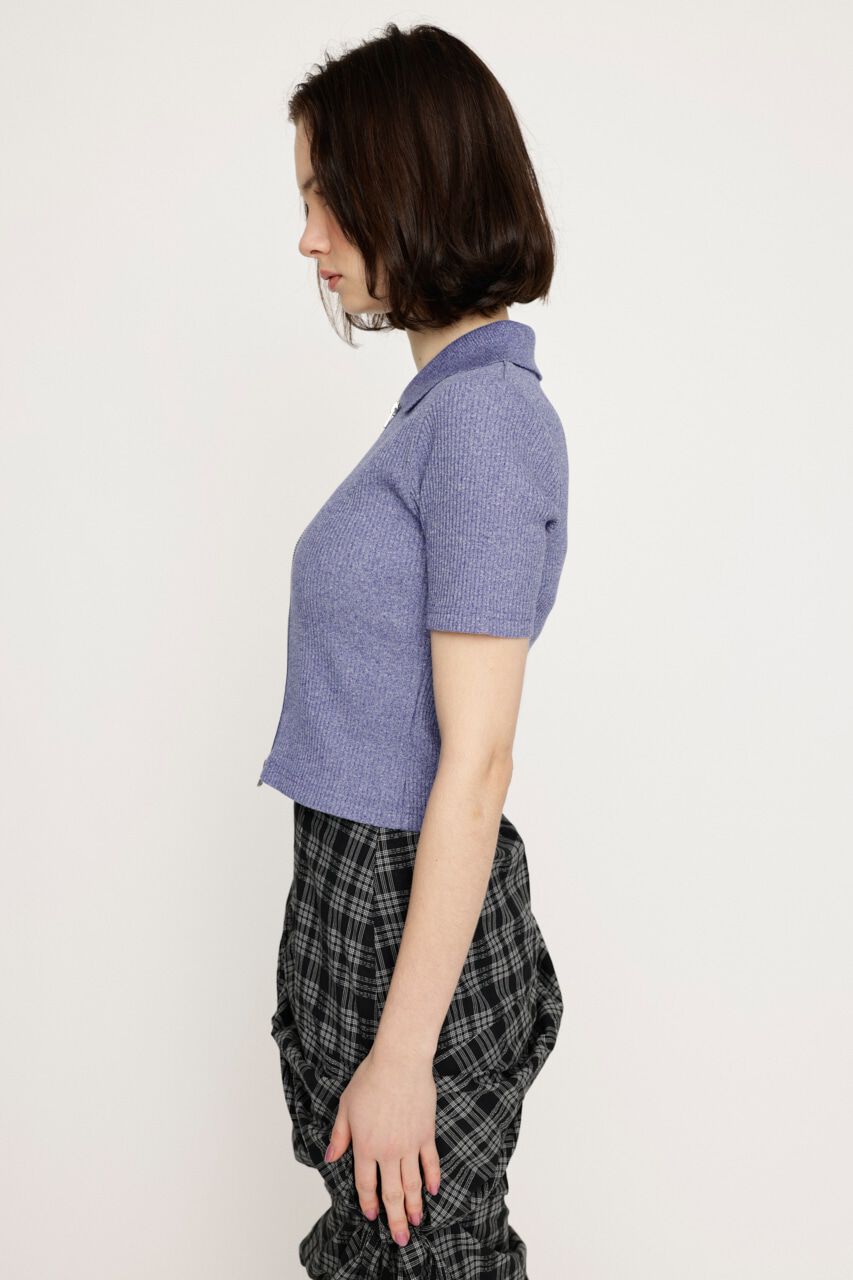 SLY「FRONT ZIP CUT RIB トップス」|Tシャツ・カットソー|