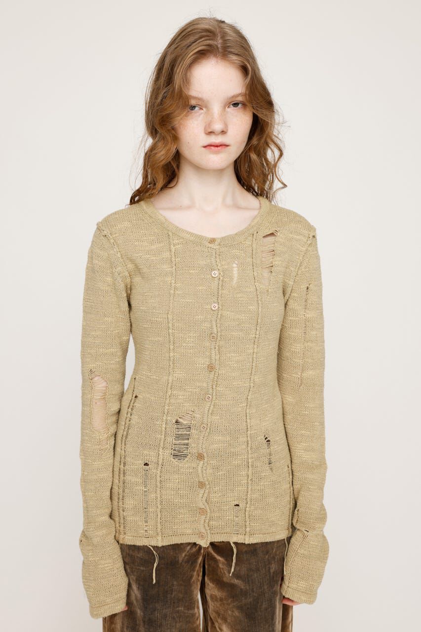 SLY「FRONT BUTTON CRASH カーディガン」|カーディガン|