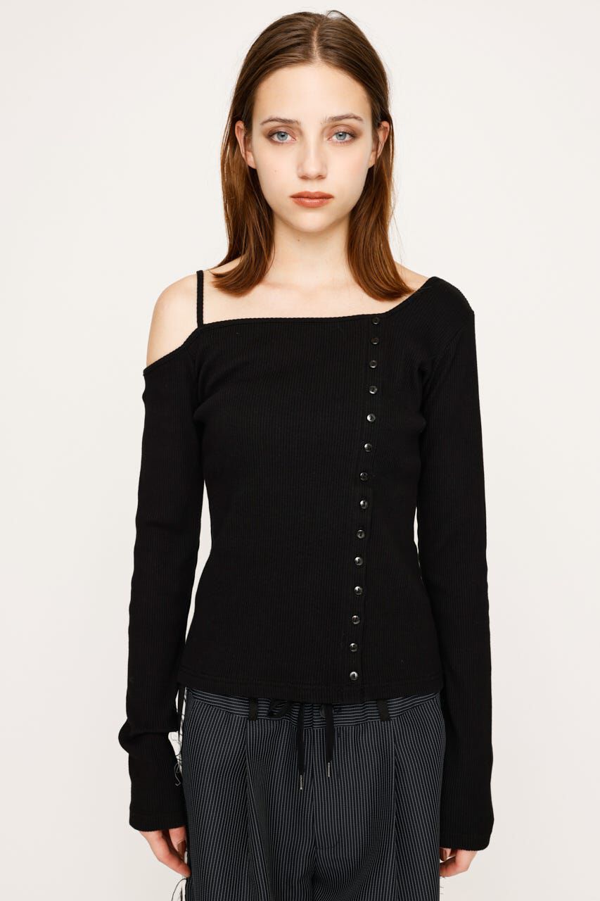 SLY「ASYMMETRY BUTTON トップス」|Tシャツ・カットソー|
