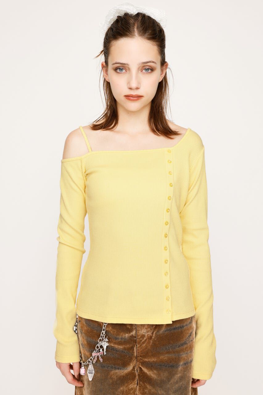 SLY「ASYMMETRY BUTTON トップス」|Tシャツ・カットソー|