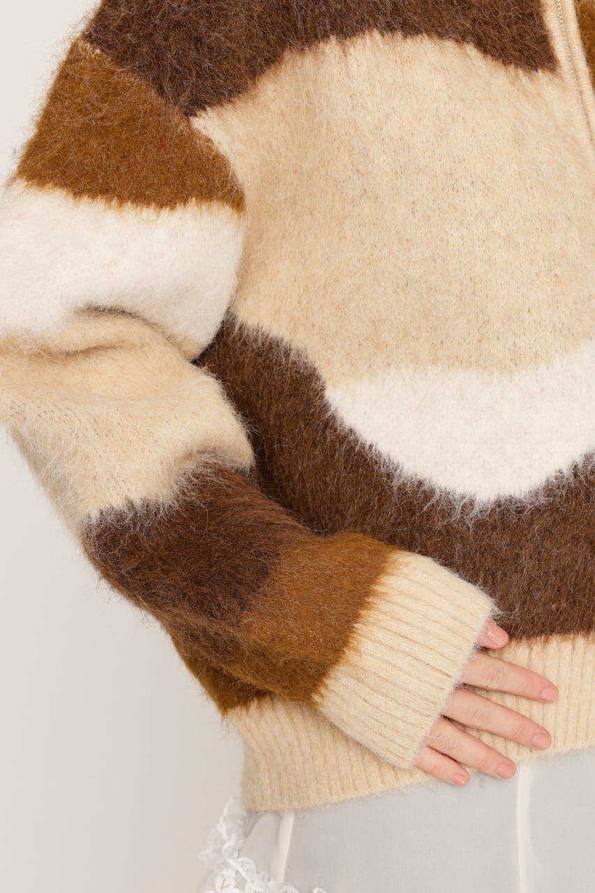 SLY「FRONT ZIP MARBLE KNIT トップス」|ニット・セーター|