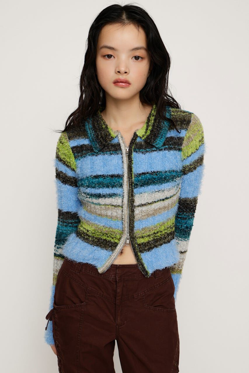 SLY「SHAGGY MIX FRONT ZIP トップス」|ニット・セーター|