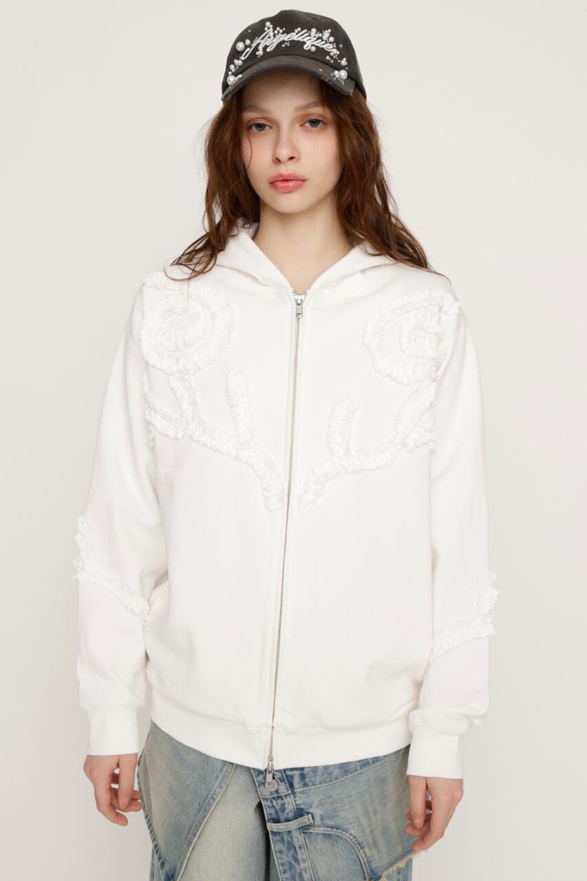 SLY「FRILL ZIP UP HOODIE」|パーカー|