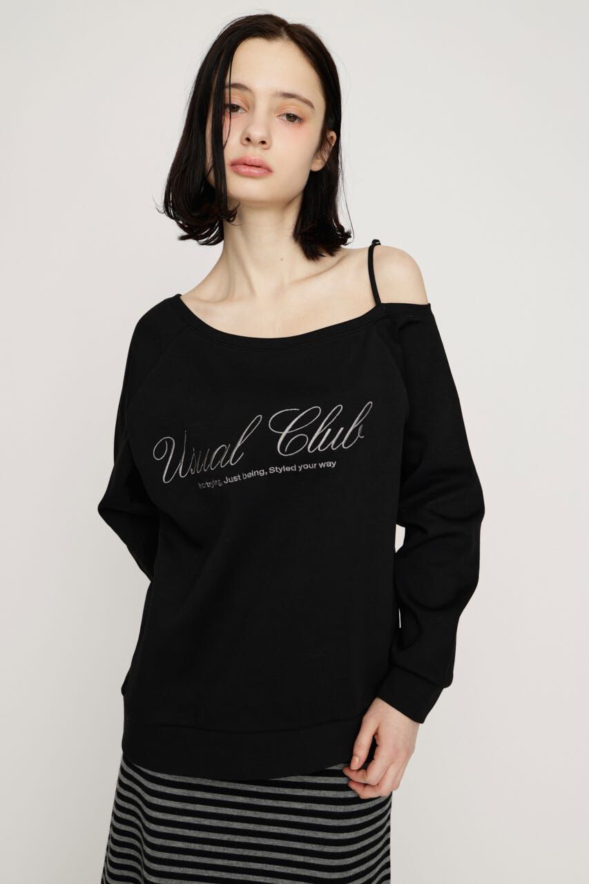 SLY「OFF SHOULDER LOGO トップス」|Tシャツ・カットソー|