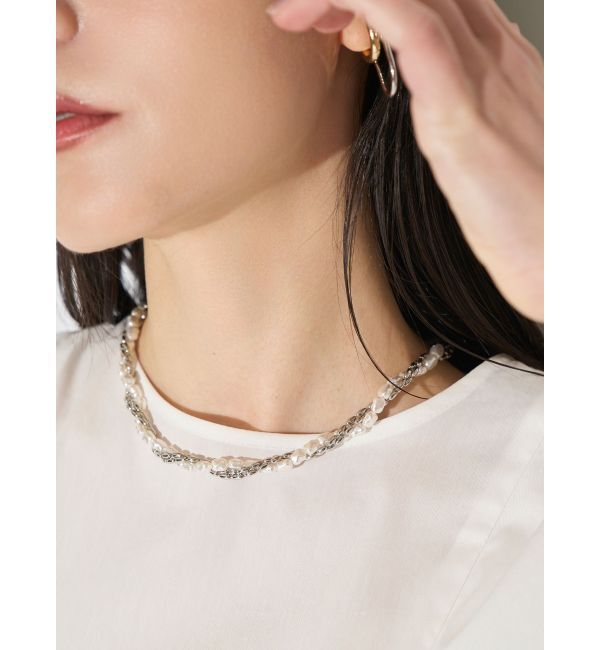 ELENDEEK「PEARL&CHAIN DOUBLE NECKLACE」|ネックレス|