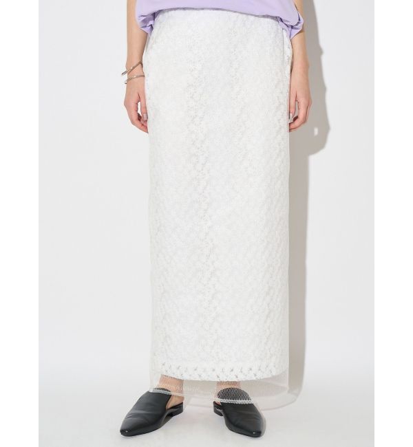 ELENDEEK「EMBROIDERY I-LINE SK」|スカート|オフホワイト