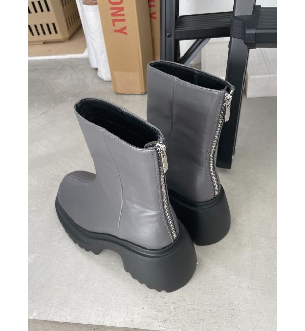 EMODA「バックジップブーツ」|ショートブーツ|グレー