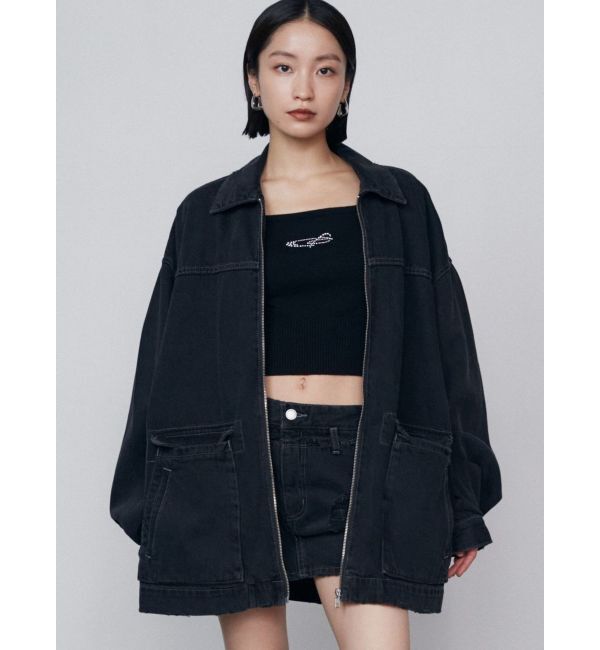 EMODA「ヴィンテージライクオーバーデニムブルゾン」|ブルゾン・スタジャン|