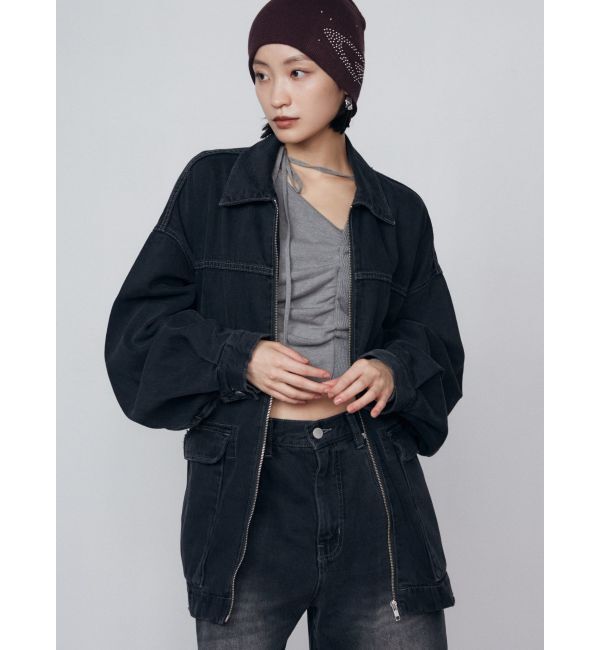 EMODA「ヴィンテージライクオーバーデニムブルゾン」|ブルゾン・スタジャン|