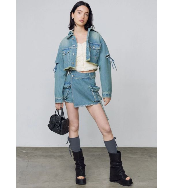 EMODA「カットスリーブフードデニムブルゾン」|ブルゾン・スタジャン|