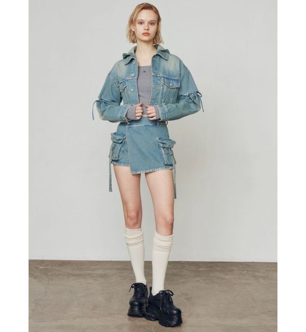 EMODA「カットスリーブフードデニムブルゾン」|ブルゾン・スタジャン|