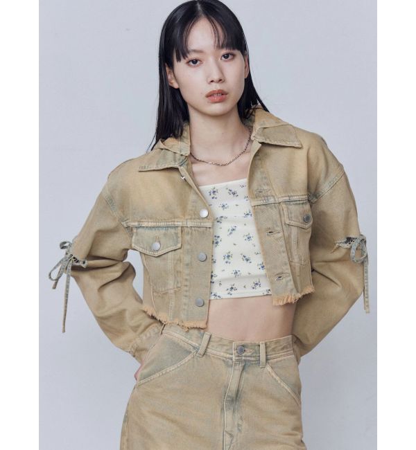 EMODA「カットスリーブフードデニムブルゾン」|ブルゾン・スタジャン|