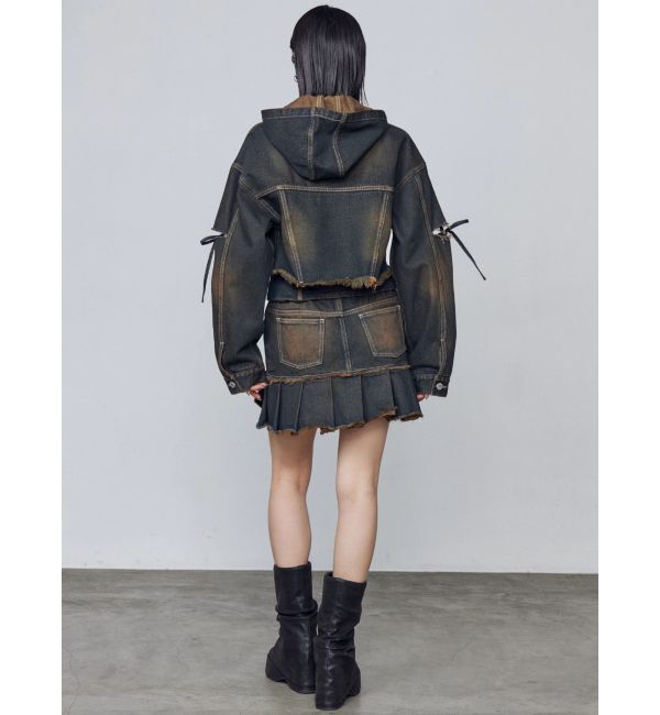 EMODA「カットスリーブフードデニムブルゾン」|ブルゾン・スタジャン|