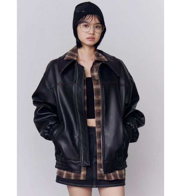 EMODA「フェイクレザーオーバーブルゾン」|ブルゾン・スタジャン|