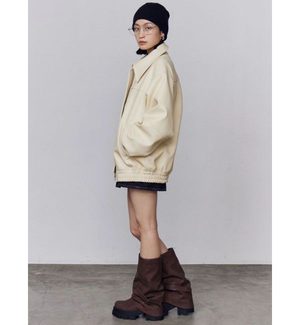 EMODA「フェイクレザーオーバーブルゾン」|ブルゾン・スタジャン|