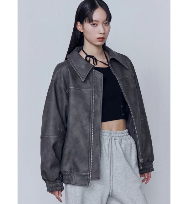 EMODA「フェイクレザーオーバーブルゾン」|ブルゾン・スタジャン|