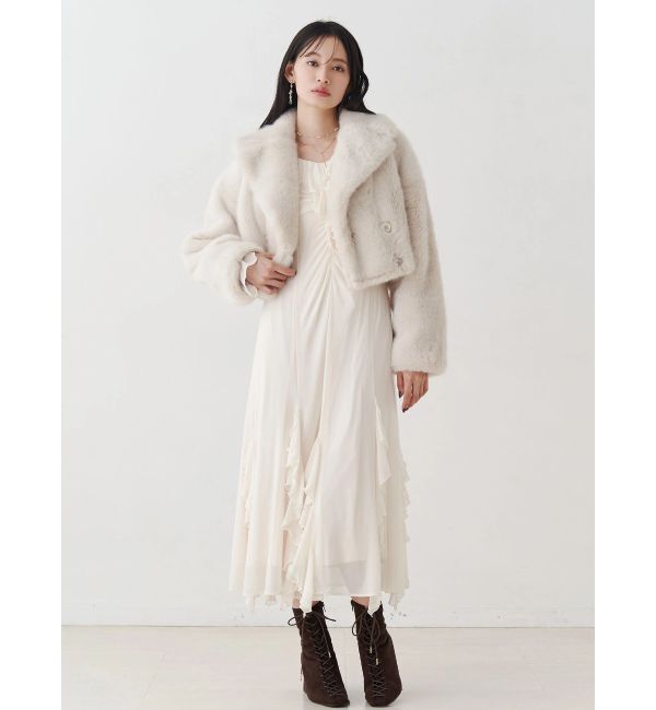 MERCURYDUO「チュールラッフルヘムワンピース」|ワンピース|