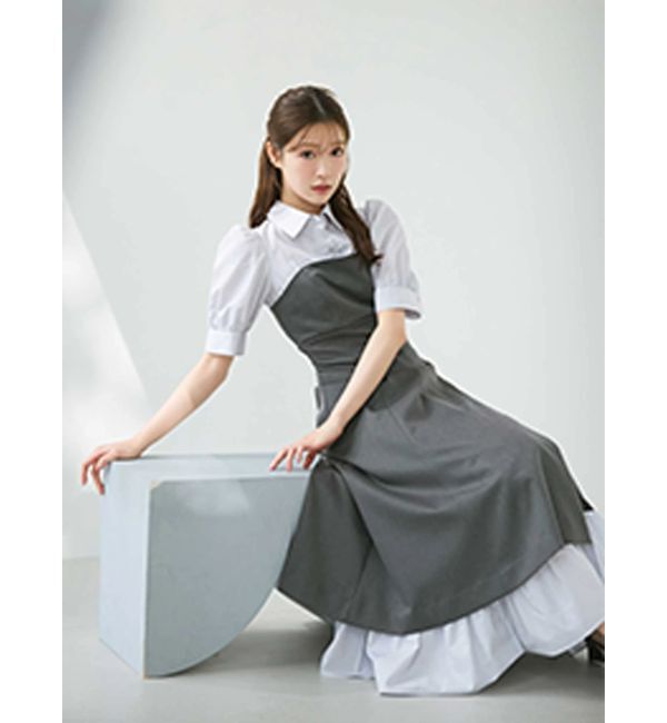 MERCURYDUO「シャツドッキングベアワンピース」|ワンピース|チャコールグレー