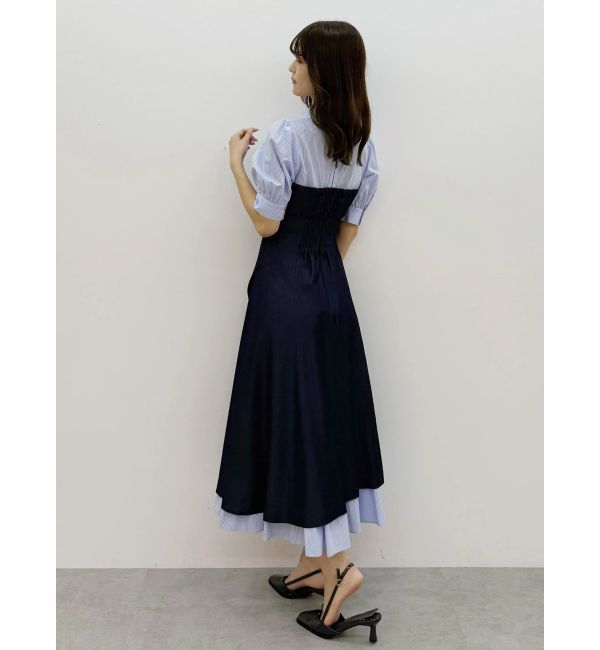 MERCURYDUO「シャツドッキングベアワンピース」|ワンピース|