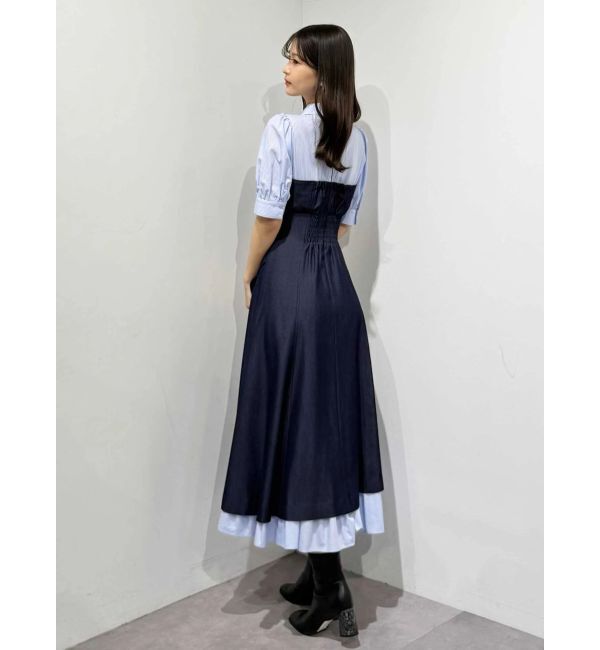 MERCURYDUO「シャツドッキングベアワンピース」|ワンピース|