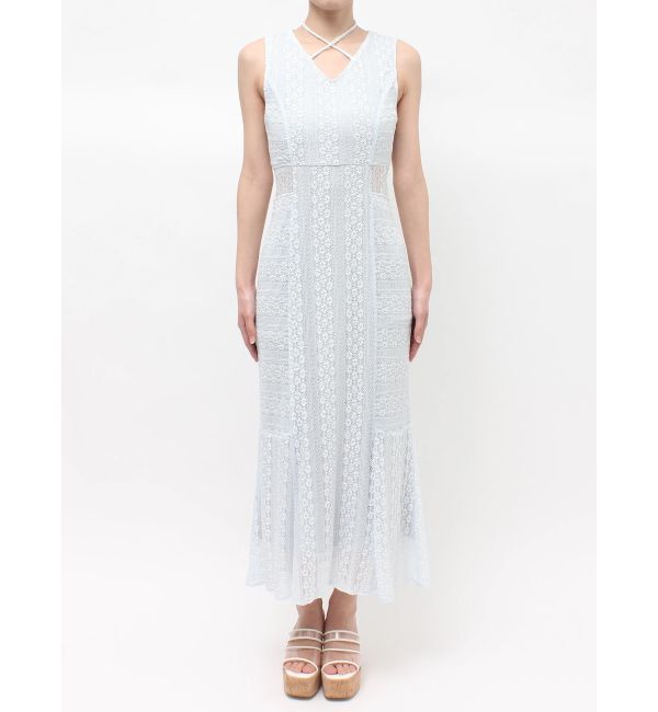 MERCURYDUO「カットレースブロッキングマーメイドワンピース」|ワンピース|