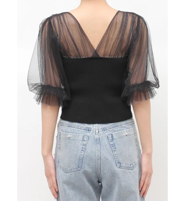 MERCURYDUO「チュールギャザー使いニット」|ニット・セーター|