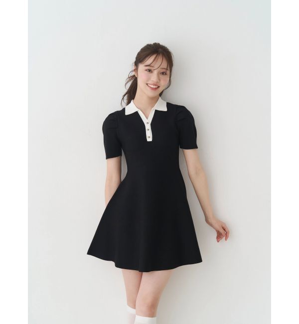 MERCURYDUO「【WEB限定】バイカラースキッパーフレアミニワンピース」|ワンピース|