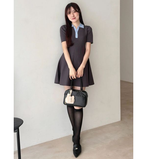 MERCURYDUO「【WEB限定】バイカラースキッパーフレアミニワンピース」|ワンピース|