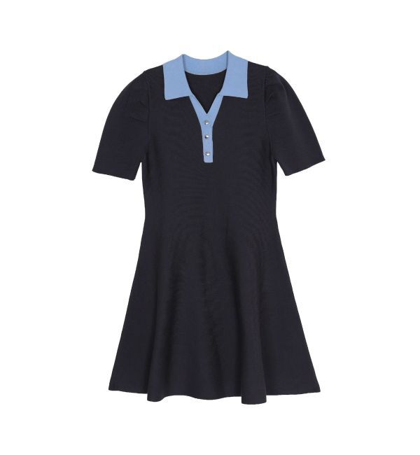 MERCURYDUO「【WEB限定】バイカラースキッパーフレアミニワンピース」|ワンピース|