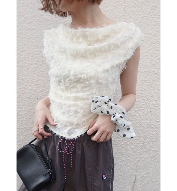 LAGUNAMOON「カットジャガードドレープブラウス」|シャツ・ブラウス|