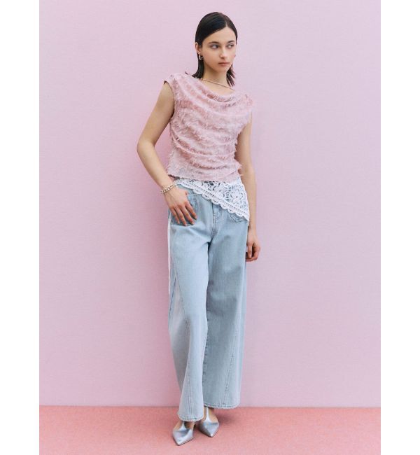 LAGUNAMOON「カットジャガードドレープブラウス」|シャツ・ブラウス|