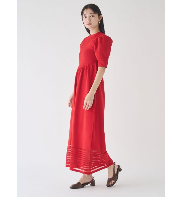 LAGUNAMOON「バックオープンフォルムニットワンピース」|ワンピース|レッド