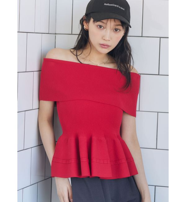 LAGUNAMOON「ペプラムオフショルニットプルオーバー」|ニット・セーター|