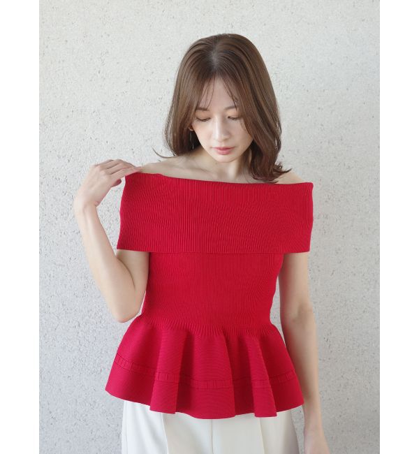 LAGUNAMOON「ペプラムオフショルニットプルオーバー」|ニット・セーター|