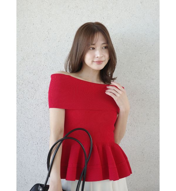 LAGUNAMOON「ペプラムオフショルニットプルオーバー」|ニット・セーター|