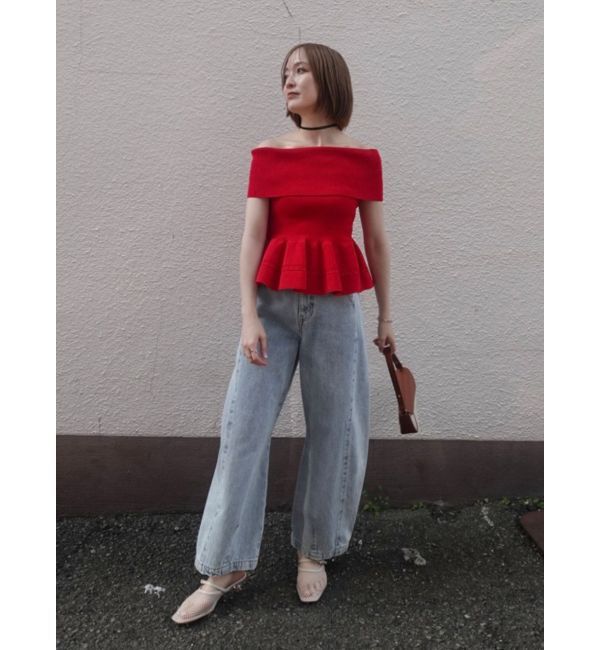 LAGUNAMOON「ペプラムオフショルニットプルオーバー」|ニット・セーター|