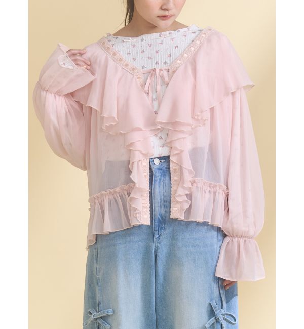 merry jenny「シアーフリルボレロ」|ボレロ|ピンク