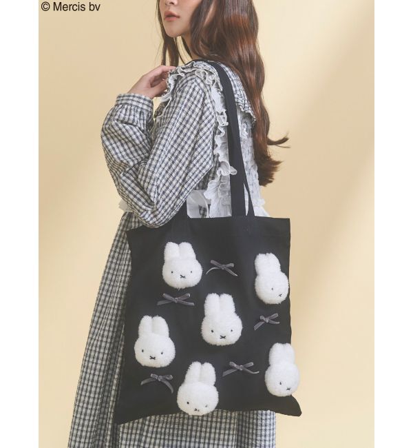 merry jenny「リボンもこもこmiffyトート」|トートバッグ|ブラック