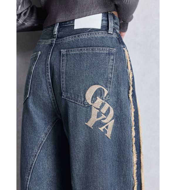 GYDA「ハイウエストside slit GYDAワイドデニムパンツ」|デニム|