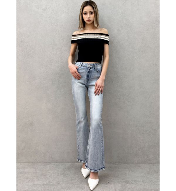 GYDA「ハイウエストBASICフレアデニムパンツ」|デニム|