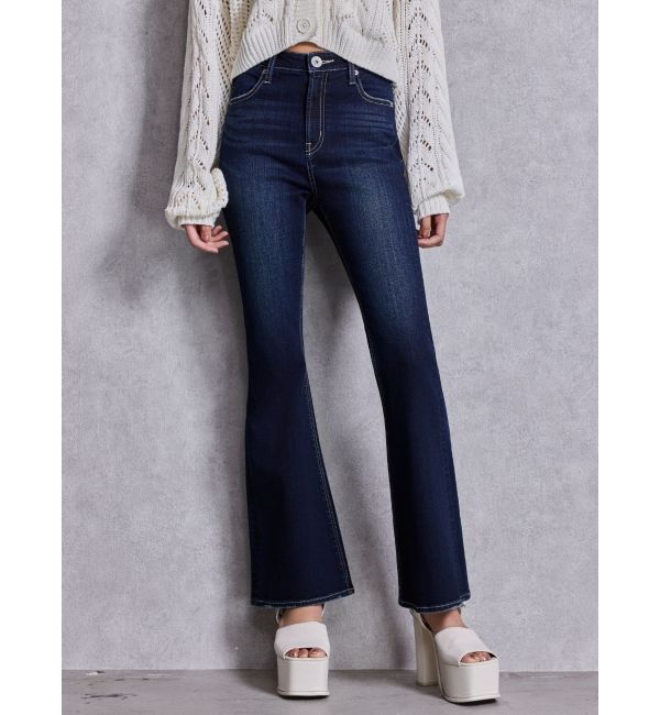 GYDA「ハイウエストBASICフレアデニムパンツ」|デニム|インディゴ