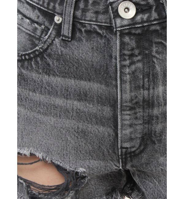 GYDA「ハイウエストBACK RIPPEDデニムショートパンツ」|デニム|