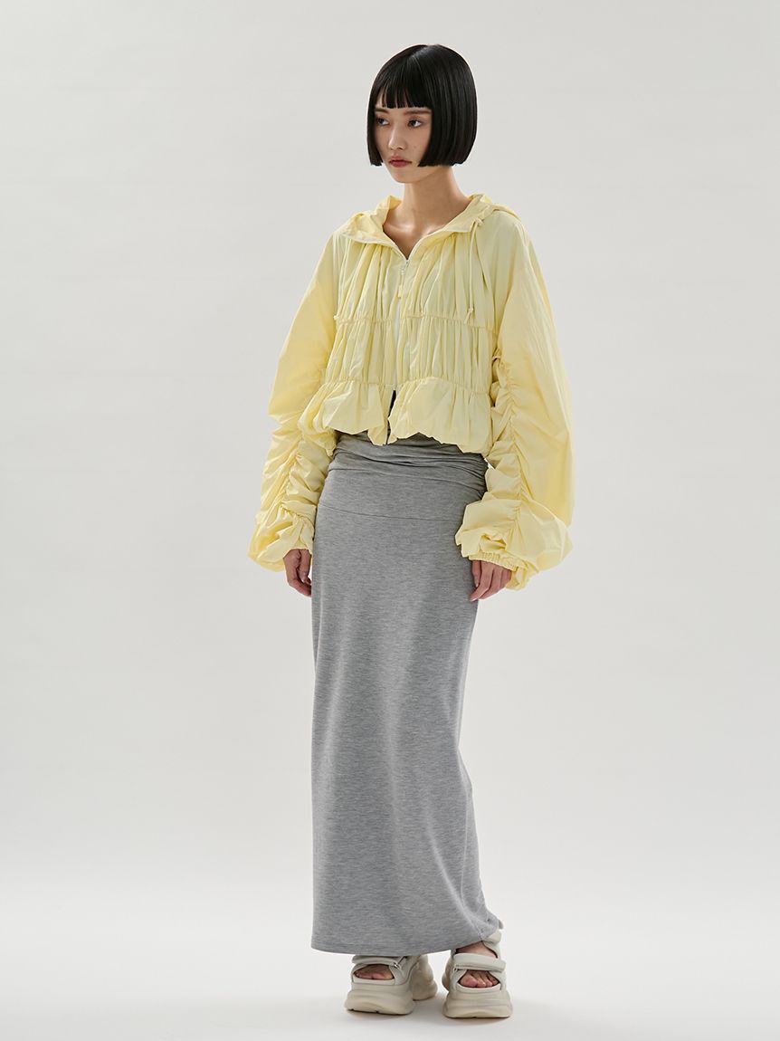 emmi atelier「【Movique】シャーリングブルゾン/撥水/UVカット/接触冷感」|ブルゾン・スタジャン|