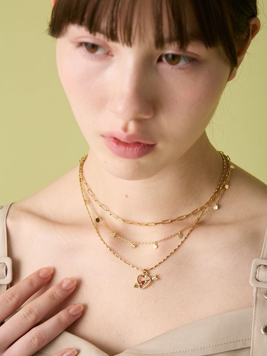 FURFUR「ハートモチーフ3連ネックレス」|ネックレス|