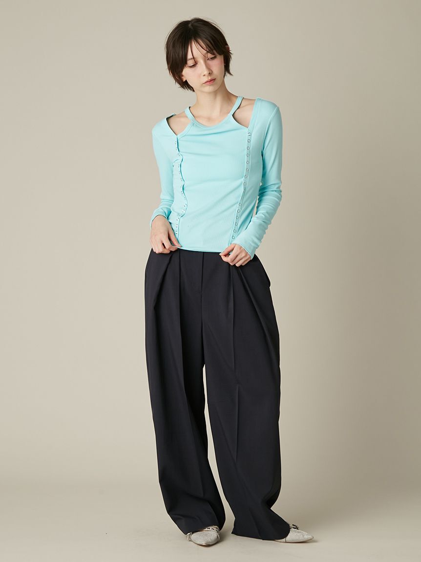 FURFUR「タックデザインワイドスラックス」|チノ|